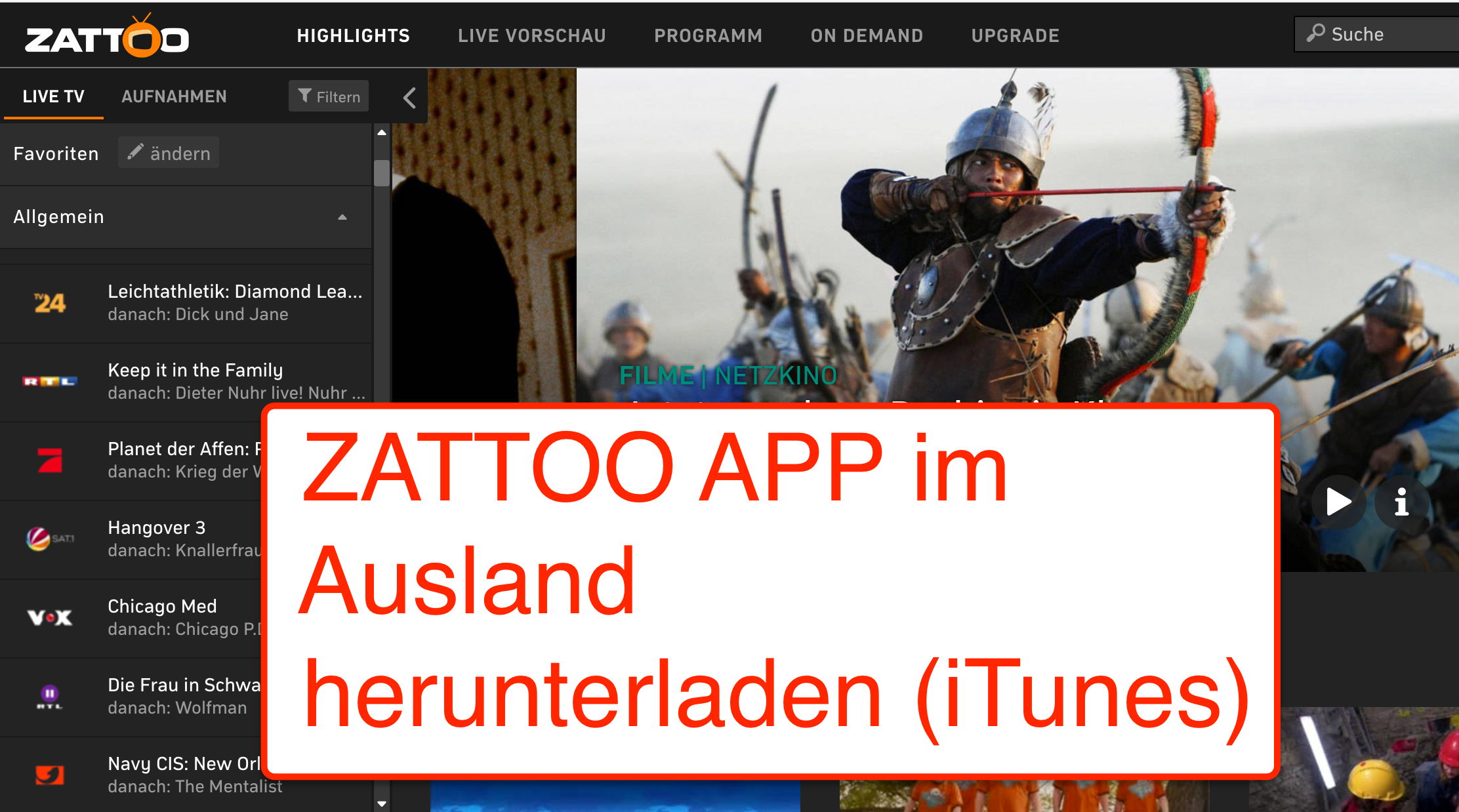 Zattoo App im Ausland herunterladen iTunes Store