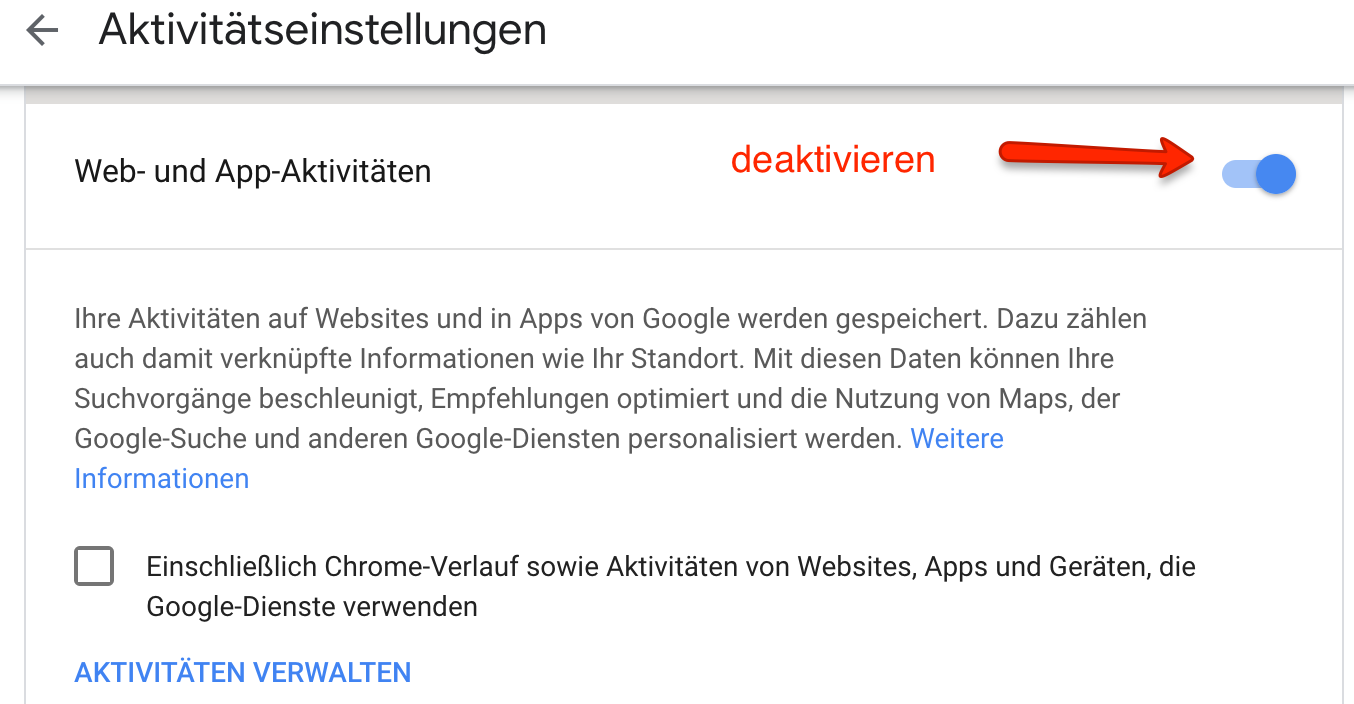 App-Aktivitätendeaktivieren App-Aktivitätendeaktivieren