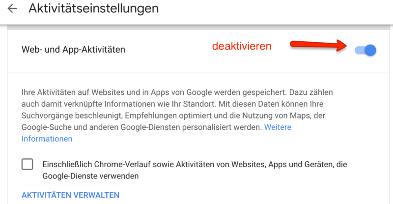 App-Aktivitätendeaktivieren App-Aktivitätendeaktivieren