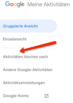aktivitätengooglelöschen Verlaufgooglelöschen